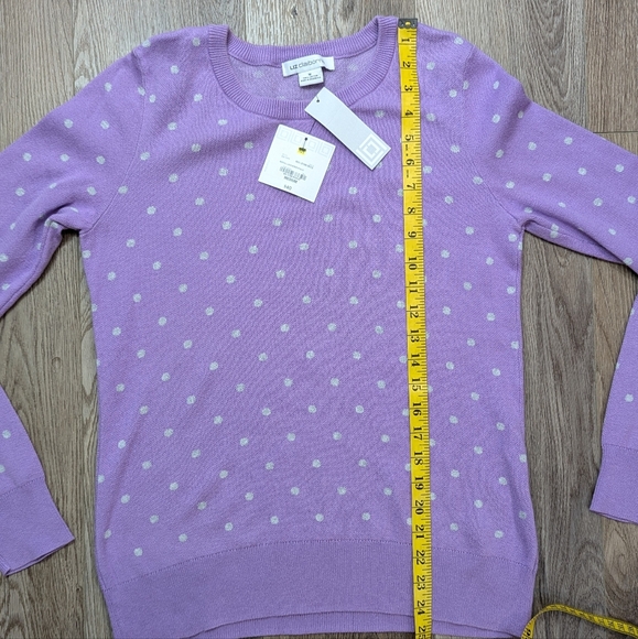 Liz Claiborne Sweater Purple with Gray Dots Sz Medium - Picture 11 of 12